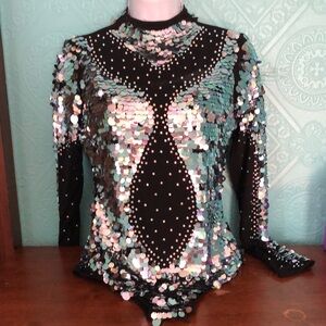 Glamour brands costume. Large adult. Black & silver sequins.